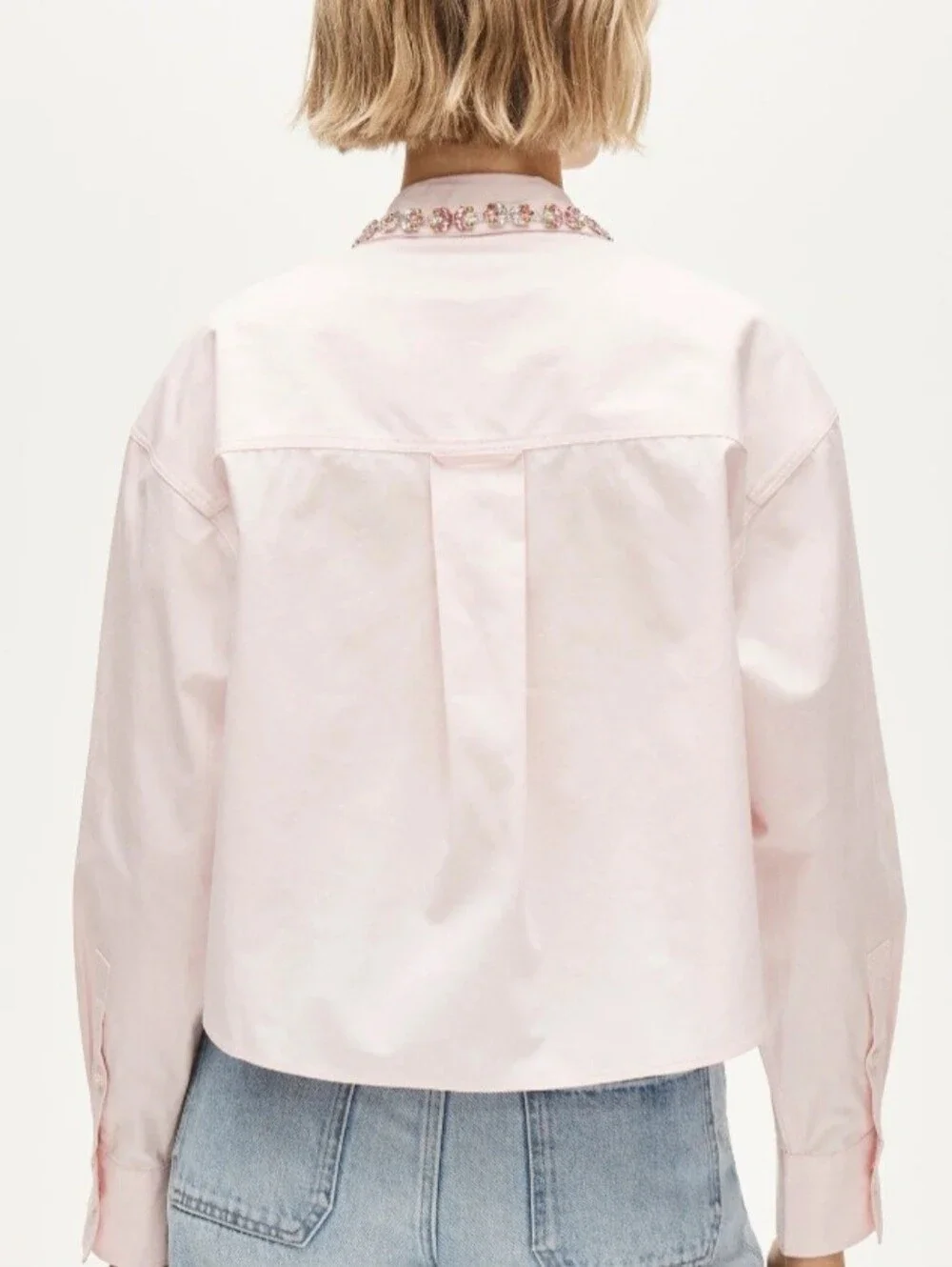 J Crew Etienne Jeweled Cropped Button Down Shirt